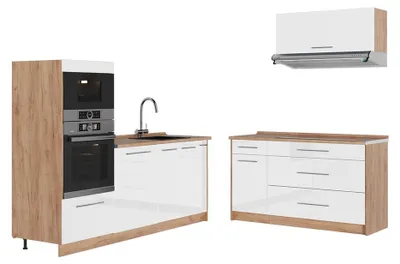 Imagen del producto de Cocina Vicco Fame-Line Blanco alto brillo/Roble dorado 340 cm, ET Roble, Model 63910