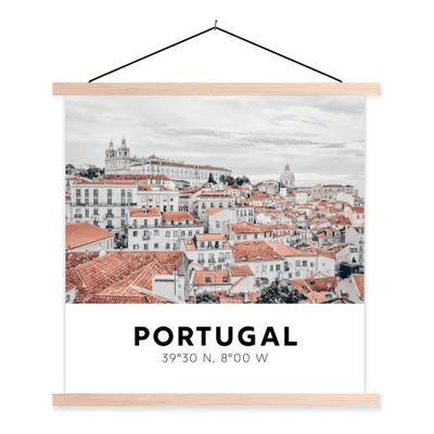 Produktbild von MuchoWow® Textilposter Portugal - Lissabon - Häuser 60x60 cm mit holzfarbenen Rahmen - Wanddekoration