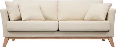 Produktbild von Miliboo - 3-sitziges skandinavisches Sofa mit beigem abnehmbarem Bezug und Holzfüßen OSLO