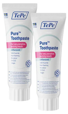 Produktbild von 2er-Set TePe Zahnpasta Pure, Ohne Geschmacksstoffe