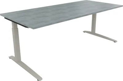 Produktbild von Schreibtisch Kufe Einzels. Quadrat B2000xT900xH650-850 si/Beton hell