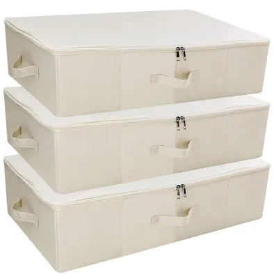 Faltbare Aufbewahrungsboxen, 3er Set, Beige, 70x40x18 cm