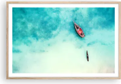 Produktbild von Gerahmtes Poster - Rahmen in heller Eiche - Insel Boot Schiff Ozean - 91,5x61 cm - Wand Bild - Wanddeko - Wandbilder - Wandposter - Bilderrahmen - Bilder - Kunstdruck - Wandbild - P2NAA91x61-2923