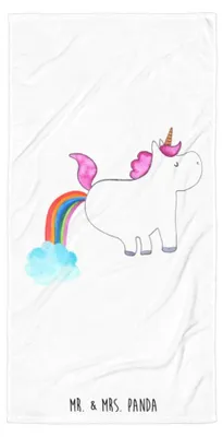 Produktbild von Mr. & Mrs. Panda Duschtuch Einhorn Pupsen - Weiß - Geschenk, Duschhandtuch, Reisehandtuch, Handtuch, Regenbogen, Badelaken, Unicorn, Lustig, Freundin, Strandtuch, Pups