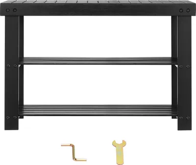 Produktbild von SucceBuy Schuhregalbank aus Bambus (703 x 288 x 451 mm), praktische Sitzbank mit 3 Ebenen, belastbar bis 130 kg, ideal für Eingangsbereich, Flur, Wohnzimmer und Schlafzimmer, Farbe Schwarz