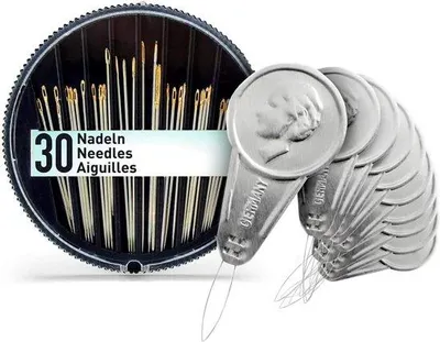 Produktbild von Famanu Naalden-Set - 30 Naalden inklusive Nadeleinfädler - Silberfarben