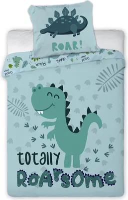 Image de FARO Lit de bébé Dino Roar Coton, 100/135, 40/60 cm