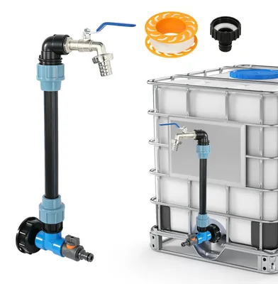 IBC Schwanenhals 3/4" Auslaufhahn Set, 2-in-1, blau