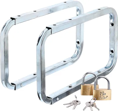 Zdjęcie produktu dla Alberts 802622 Hak do drabiny, zamykany, ocynkowany na niebiesko, długość całkowita 282 mm, głębokość w świetle 253 mm, zestaw 2 szt