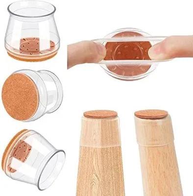 Produktbild von 36 Stück Stuhlbeinkappen Stuhlbeinschoner, filzgleiter für stühle, Transparent silikon Schutzkappen für Stuhlbeine, geeignet für Hartholzböden, Fliesen und Laminatboden (Groß für 33-45mm)