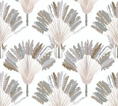 Produktbild von Architects Paper Dschungeltapete Jungle Chic Palmentapete Vliestapete grau weiß braun 10,05 m x 0,53 m