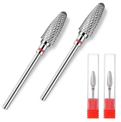 Produktbild von Hartmetall-Nagelbohrer 2 Stück Acryl Gel Entferner 3/32" Schaft Rot