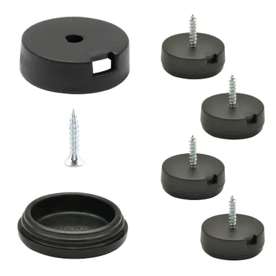Produktbild von WAGNER QuickClick® Kunststoffgleiter BLACK - zum Schrauben, je 4x Basis & Schraube & Einsatz Ø 25 mm, DE Ware - 15807200