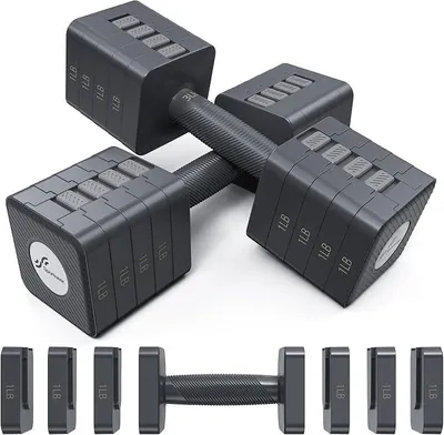 Image de Haltères réglables, ensemble de poids de main : système de réglage du poids 5 en 1, haltères de 5 kg, ensemble de 2 poids libres, ensemble d'haltères réglables, équipement de fitness pour la maison, entraînement de la force | Ensemble d'haltères avec 2 poids libres, ensemble d'haltères réglables, équipement de fitness pour la maison, entraînement de la force, poids de main