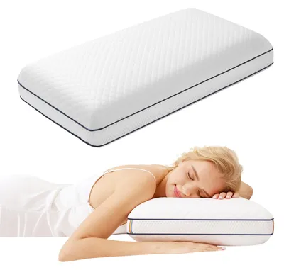 Image de Coussin en gel en mousse viscoélastique - Coussin ergonomique - Coussin pour douleurs cervicales - 60x40x10 cm - Housse amovible - Support pour les dormeurs sur le côté - Coussin de sommeil
