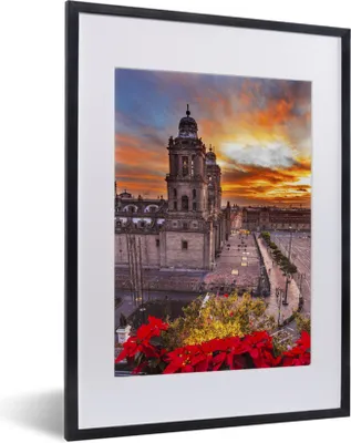 Produktbild von MuchoWow® MuchoWow® Gerahmtes Poster Buntes Bild des Himmels über Mexiko-Stadt 30x40 cm - Poster mit zchwarzem Bilderrahmen - Wandposter Schlafzimmer