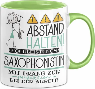 Produktbild von Saxophonistin Tasse Geschenk Lustig Abstand Halten Hochleistungs-Saxophonistin Mit Drang Zur Perfektion Bei Der Arbeit (Grün)