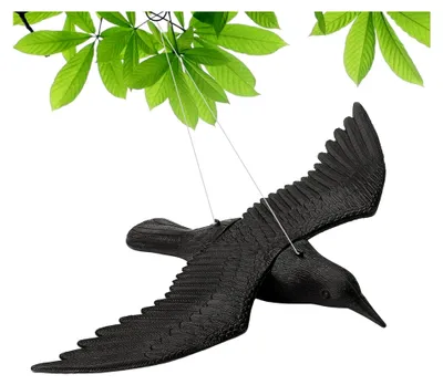 Produktbild von Vogelabwehr-Ornament für den Garten, fliegender Falke, realistische Krähenstatue mit Aufhängeschnüren für die Gartendekoration
