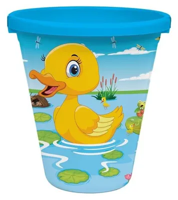 Produktbild von NEUSTANLO | Enten Eimer 23 cm | Sandeimer mit Henkel | Stabiler Spieleimer für Strand Sandkasten & Garten | buntes Design