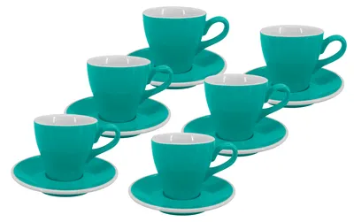 Immagine prodotto di Set da 6 pezzi - Tazza Lungo con piattino Milano, 150 ml, turchese