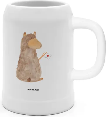 Produktbild von Mr. & Mrs. Panda Krug Alpaka Fahne - Weiß - Geschenk, Seidel, Steinkrug, Tonkrug, Alpakas, Lama, Bierhumpen, Liebe, Lamas, Bier Humpen