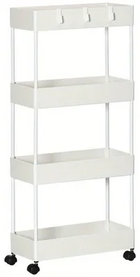 Obrázek produktu pro Kuchyňský vozík, bílý, se 4 košíky a kolečky