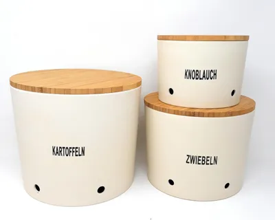 Produktbild von 3er Set Zwiebel-, Knoblauch- & Kartoffeltopf creme weiß Magu Natur Design
