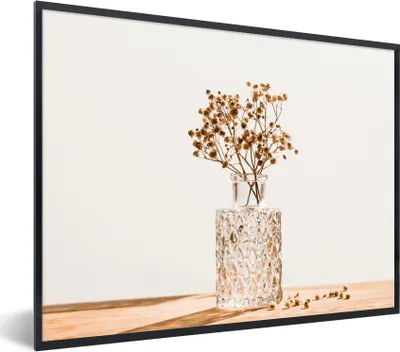 Produktbild von MuchoWow® Gerahmtes Poster Stilleben - Getrocknete Blumen - Topf 40x30 cm - Poster mit Schwarzem Bilderrahmen Wandposter Rahmen Foto Bilder - Kunstposter - Wanddekorationen