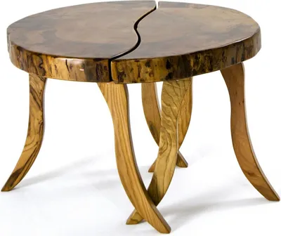 Produktbild von Casa Padrino Luxus Couchtisch Braun / Naturfarben Ø 70 x H. 45 cm - Runder Wohnzimmertisch mit Massivholz Tischplatte - Wohnzimmer Möbel - Hotel Möbel - Luxus Möbel