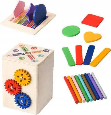Produktbild von Buntes Holz Montessori Stapelspiel für Kleinkinder