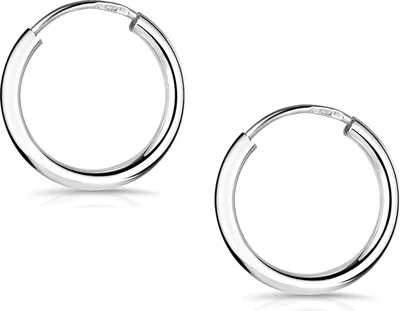 Produktbild von MATERIA Creole klein Silber 925 - Ohrklemme Ohr-Piercing Herren Männer Damen dünn mini rhodiniert 13mm in Box SO-368