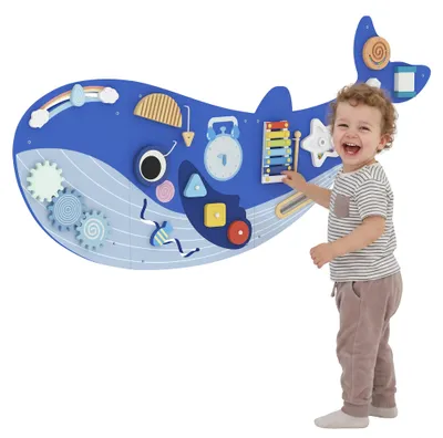 Produktbild von AIYAPLAY Montessori Motorikbrett 13-in-1 Holz Busy Board Waleform Wandmontiert