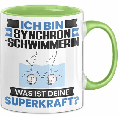 Produktbild von Synchronschwimmerin Tasse Geschenk für Synchronschwimmerin Geburtstag Lustiger Spruch Kaffee-Becher Was Ist Deine Superkraft (Grün)