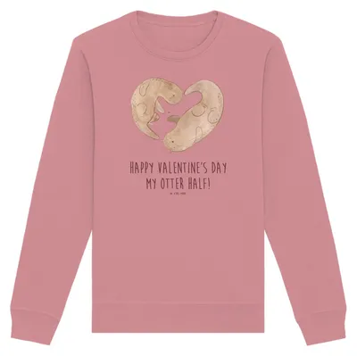 Produktbild von Mr. & Mrs. Panda Baumwoll Pullover Otter Valentine Größe S - Canyon Pink - Geschenk, für Freundin, Sweater, Valentinstag, Sweatshirt, Frauen, Bio, Pulli, Freund, Partner