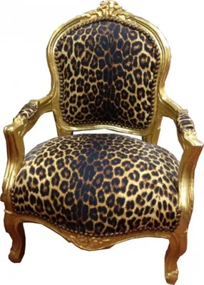 Produktbild von Casa Padrino Barock Kinder Stuhl Leopard/Gold - Sessel - Armlehnstuhl