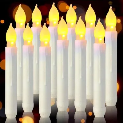 Image de Lot de 12 bougies chauffe-plat à LED fonctionnant sur piles - lumière blanche chaude - bougies pour la décoration de Noël.