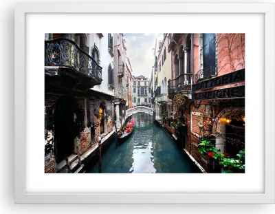 Produktbild von Gerahmtes Poster - Weißer Rahmen - Boot Brücke Tourismus Venedig - 40x30 cm - Wand Bild - Wanddeko - Wandbilder - Wandposter - Bilderrahmen - Bilder - Kunstdruck - Wandbild - P2WAA40x30-2157