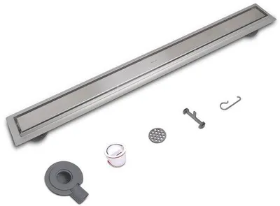 Produktbild von Edelstahl-Duschrinne 80cm, 2in1, betegelbar, flach, 360° Ablaufgoot