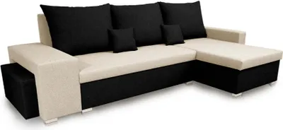 Produktbild von Ecksofa mit Schlaffunktion PETRA2 - Creme/Schwarz
