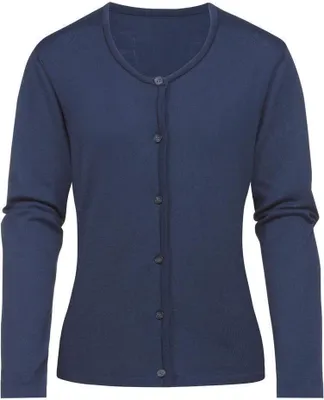 Produktbild von Greiff STRICK Damen Strickjacke Rundhals Knopfleiste Regular Marine XL