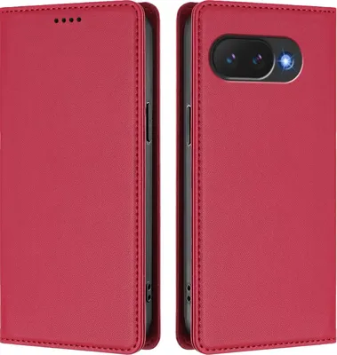Obrázek produktu pro Kožené pouzdro pro Google Pixel 10A, magnetické flipové pouzdro zPolyuretankůže se stojánkem Červená