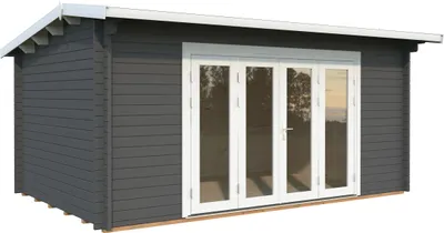Produktbild von Gartenhaus Palmako Ines 13,7 m2 Bifold inkl. Fußboden 524 x 379 cm dunkelgrau-weiß