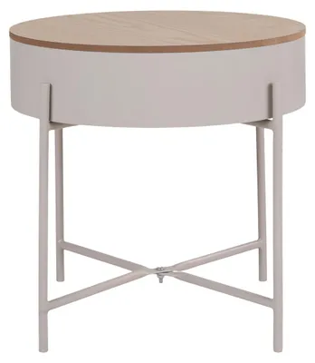 Image de Table basse Sisco en acier beige avec plateau naturel ø40x40 cm