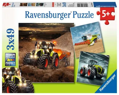 Produktbild von 3 x 49 Teile Ravensburger Kinder Puzzle Claas Axion, Lexion, Xerion 09301