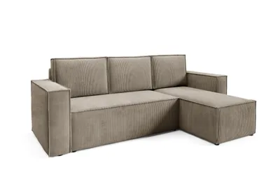 Immagine prodotto di Divano angolare GUTTO CORDA BEIGE in tessuto a coste con funzione sleep - design moderno in colori di tendenza