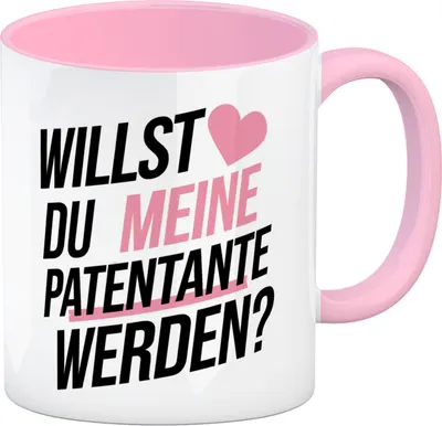 Produktbild von Herz - Patentante werden Kaffeebecher in rosa