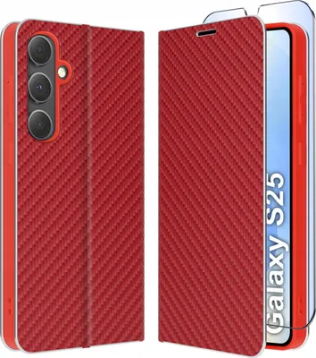 Obrázok produktu pre Puzdro pre Samsung S25 | CARBON WALLET BOOK TOKRA CASE CLASSIC + SKLO