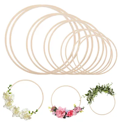 Produktbild von Holzringe zum Basteln - 10 Stück Makramee Ringe Holzreifen Set - 10 cm bis 20 cm