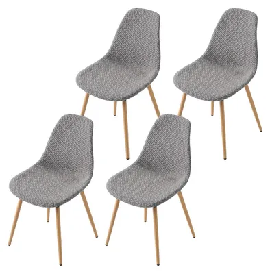 Stuhlbezüge 4er-Set, elastisch, mit Armlehne, dunkelgrau