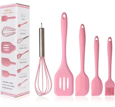 Produktbild von Silikon Kochset Küchenutensilien Rosa 5-teilig Antihaft Hitzebeständig